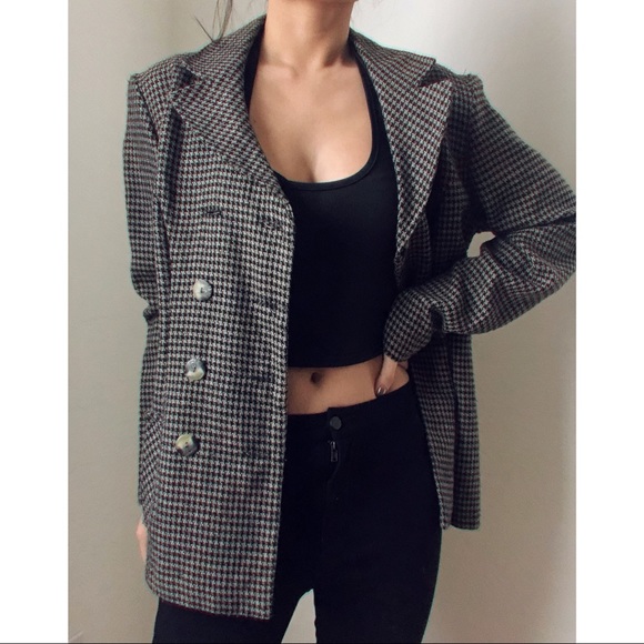 Vintage brown plaid blazer - Picture 2 of 4
